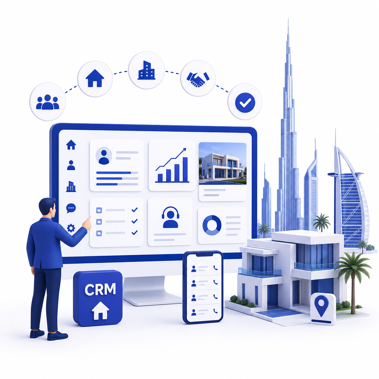 Dubai property skyline representing real estate CRM for brokerages